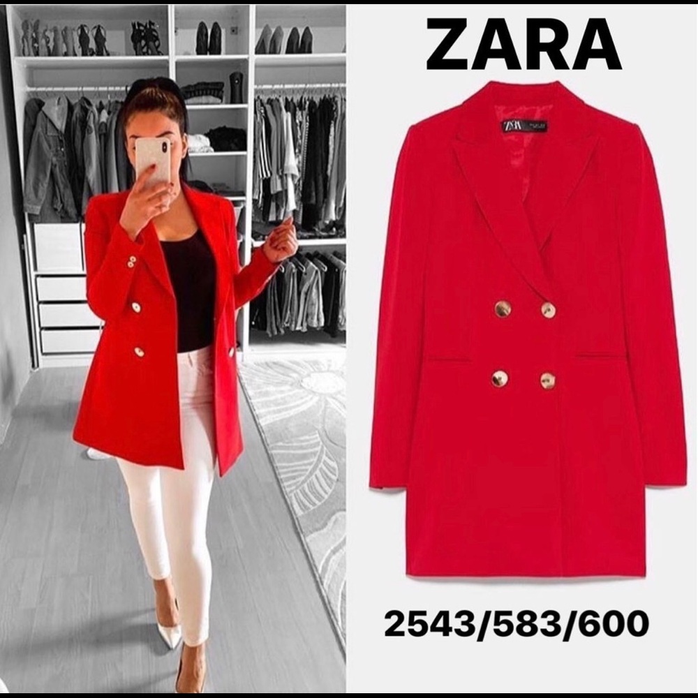 NWT ZARA RED BUTTONED FROCK COAT SHIRT DRESS - Picture 4 of 12